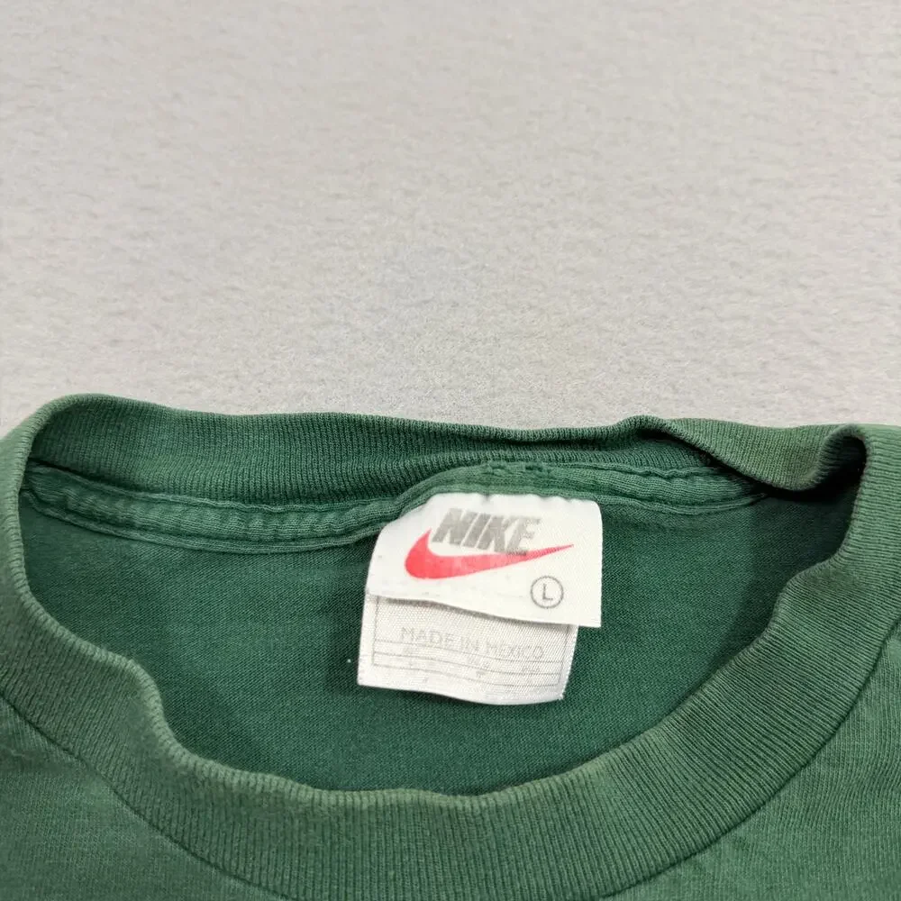 Vintage Nike Check Shirt Men's Large Green Swoosh Embroidered Logo 90s Faded